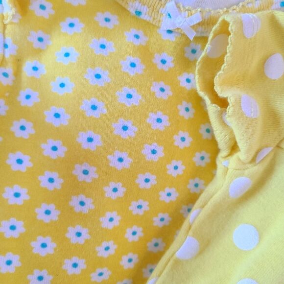 CARTER'S Onesies Set Of Two Daffodil Yellow Polka Dot and Floral Sz 6 Mos - Picture 6 of 12